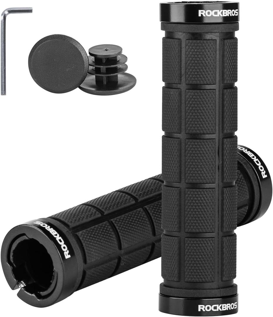 ROCKBROS Bike Handlebar Grips Bike Grips Double Lock On Comfortable Bicycle Handlebar Grips Non-Slip for Mountain Bike BMX Bike Scooter Beach Cruiser, Folding Bike