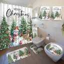 Nuanchu 6 Pcs Christmas Shower Curtain Set with Rug Bathroom Sets with Shower Curtain Bath Mat U Shaped Mat Toilet Lid Cover 2 Bath Towels and 12 Hooks White Christmas Snowman Bathroom Decor