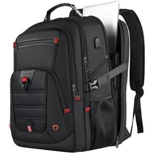 Z-MGKISS Extra Large Travel Backpack, 52L TSA Backpack 17.3 Inch, Anti-Theft 17 Inch Big Business Laptop Backpack for Men & Women, Water Resistant College Rucksack Bag with USB Port, Black