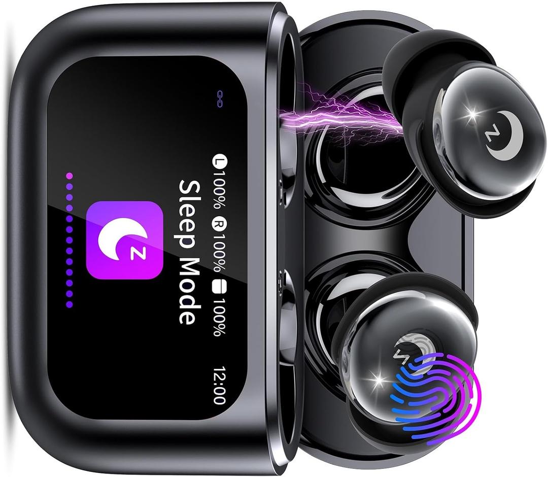 Sleep Earbuds,Mini Black in Ear Earphones, Smart Touch Screen Ear Buds Sleep Headphones