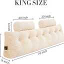 Wedge Headboard Pillow - Bed Wedge Pillow for Headboard Triangular Headboard Pillow with Neck Roll Pillow-Large Bolster Pillow for Sitting in Bed Backrest Positioning Support (Beige,76x8x20 Inches)