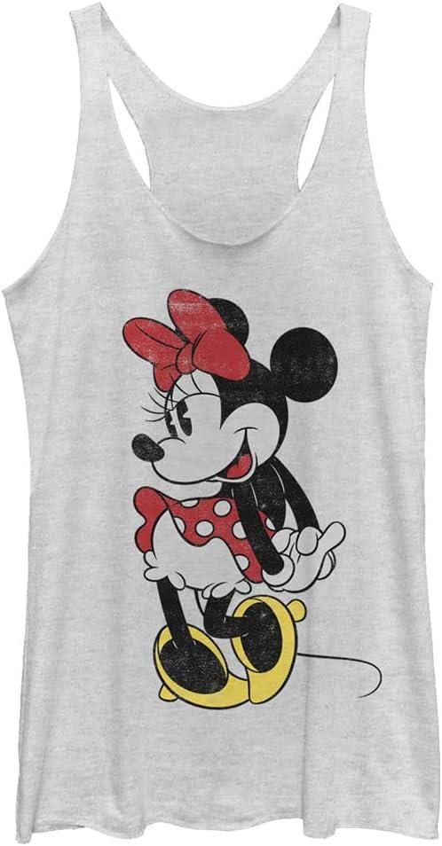 Disney Mickey Classic Minnie Women's Racerback Tank Top (Medium, White Heather)