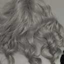 BERON Men's Silver Grey Long Wigs With Halloween Cosplay Costume Party Wig Curly Middle Part Hair Wigs