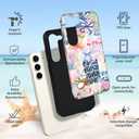 Mainrenka Summer Beach Case for Samsung Galaxy S23+ Plus, Aesthetic Cute Flower Bow Ocean Collage Phone Case Hybrid 2-Layer Hard Shell Shockproof Design Protective Cover Women Girls Mens