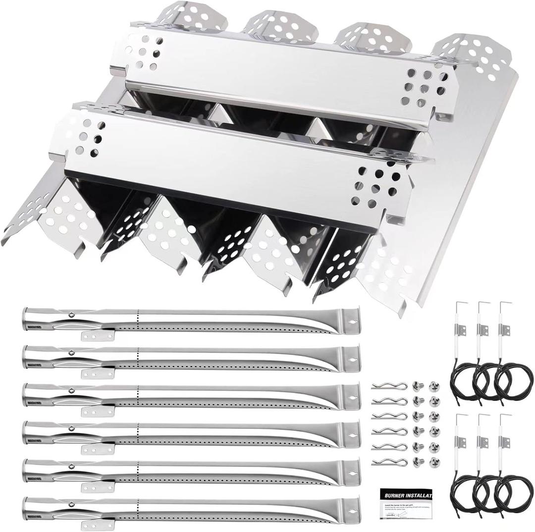 6 Burner Grill Replacement Parts for Nexgrill 720-0898, 720-0896CA, 720-0898A, Stainless Steel Grill Flame Tamers & Igniters & Burners Replacement for Nexgrill