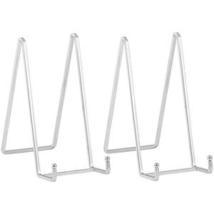 Plate Holder Easel Display Stand - 8 inch Metal Plate Stands for Display - Tabletop Picture Stand - Silver Iron Easels for Display Pictures | Photo Frames | Book | Decorative Plates | Plaque -2 Pack