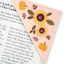 4 x Personalized Hand Embroidered Corner Bookmarks for Women-Seasons Felt Triangle Page Stitched Leather Bookmark,Unique Cute Flower Embroidery Book Marker Clip for Book Lovers' Gifts (Autumn)