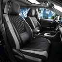 Car Seat Covers , Luxury Breathable Waterproof Faux Leatherette Car Seat Covers Cushion Protectors with Lumbar Support, Car Seat Cushion, Universal Fit Most Cars (Black-Gray, Full Set - 5 Seats)