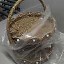 Mud Pie 16" x 11 1/4" Dia Scalloped Woven Tiered Server, Brown