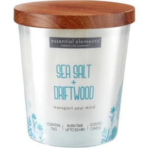 Essential Elements by Candle-Lite Aromatherapy Candle Sea Salt Driftwood, 9 oz