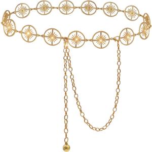 Glamorstar Chain Belts for Women Hollow Metal Waist Chain Belts Dress Belt for Her (Gold)