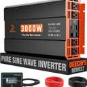 3000 Watt Pure Sine Wave Inverter 12V DC to 110V/120V AC Converter for RV/Truck/Home/Off-Grid Solar Car Power Inverter for Vehicles with 4 AC, 2 USB & 1 Type-C Ports, Remote Controller Cable Included