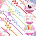 Maxcheck 24 Sets 16 oz Unicorn Cups Birthday Party Favors with Colorful Lids and Straws for Birthday Decorations Rainbow Plastic Cups Reusable Plastic Straws for Party