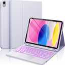 CHESONA for iPad 10th Generation Case with Keyboard, 7 Color Backlight, Multi-Touch Trackpad, Flip Stand Case with Pencil Holder, 2 Wireless Channels for iPad (A16) 11th/10th Gen 2025/2022, Purple