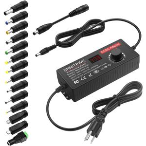 SHNITPWR Universal Power Supply DC 24V 12V 5V 6V 9V 14V 19V Adjustable AC/DC Adapter 100V~240V AC to DC Variable Power Converter Multi-Voltage 3.5V ~ 24V 6A 144W Power Adapter 14 Tips LCD Display