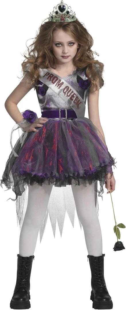 Spooktacular Creations Zombie Prom Queen Costume for Girls, Halloween Costumes for Kids, Zombie Princess Outfit for Girls (Large(10-12 yrs), Purple)