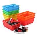 10 Pack Mini Storage Baskets Bins, Plastic Organizer Basket, Colorful Shelf and Desk Make-up Storage Crate Organizing Containers, Ideal for Home Classroom Office Organization. 6.1"L x 4.5"W x 2.4"H