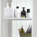 Nalwort 14" x 18" Recessed Medicine Cabinet, 2-Tier Wall Niche for Bathroom, Bedroom, Living Room, Kitchen, White, Solid Wood Wall Medicine Cabinet