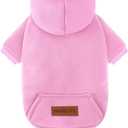 1 Pack Dog Hoodie Warm Hood Dog Sweater Cold Weather Small Dogs Sweatshirt Comfort Pet Clothes for Small Medium Dogs with Pockets Cats Chihuahua Clothes for Male Female Girl Boy Sporty Daily Wear (XXS (Back: 5.9", Chest: 10.6"), 'Pink'