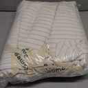 MooMee Striped Duvet Cover Set 100% Washed Cotton Linen Like Textured Breathable Durable Soft Comfy (White Almond Milk Grey Wide Stripes, King 104"x90")