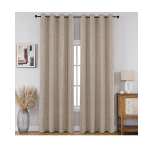 100% Blackout Window Curtains 84 inches Long 2 Panels Set, Faux Linen Look Thermal Insulated Grommet Drapes, Room Darkening Curtain for Bedroom Living Room(W52 x L84 Inch, Light Khaki)