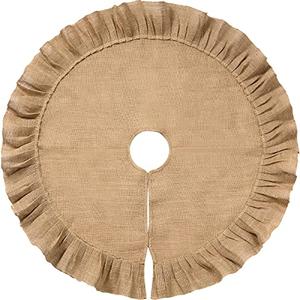 Tatuo 47 Inch Christmas Tree Skirt Decorations Linen Burlap Tree Skirt Round Xmas Cover for Christmas Party Mat Fall Indoor Clearance Outdoor Holiday Family Winter Home Decorations(Linen Color)