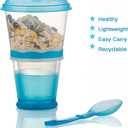 Cereal On The Go, Cup Container Breakfast Drink Milk Cups Portable Yogurt and Travel To-Go Food Containers Storage With Spoon(Blue)