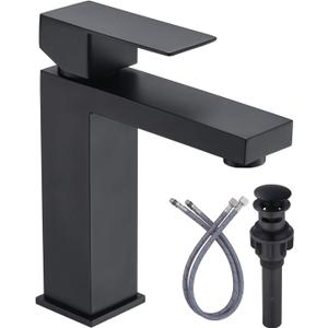 Black Bathroom Faucet ARCORA Matte Black Faucet for Bathroom Sink Modern Single Hole Bathroom Faucet with cUPC Supply Lines and Pop Up Drain (Short)