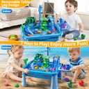 JUKUDAHU Water Table Play Sink Toy for Kids 2 3 4 5 6 Years Old - Outdoor Kitchen with Running Water, Fishing Games, Toddler Water Play Table for Kids Ages 3-8, Beach Outdoor Toys, Summer Gifts