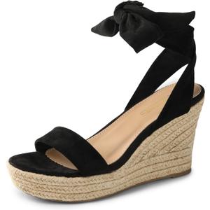 DREAM PAIRS Womens Open Toe Espadrilles Wedges Tie Lace Up Cute Ankle Strap Platform Sandals Dressy Shoes (9, Black)