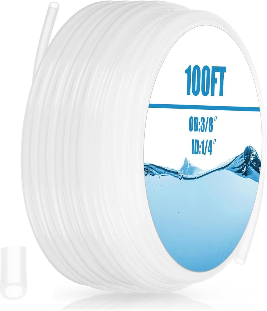 Nuanchu 100ft Polyethylene Tubing Wall Polyethylene Tubing Food Grade White Translucent Hose for Water, Beverage Pump, Homebrew, Brewing(3/8" Od, 1/4" Id, 0.062" Wall)