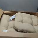 downluxe Outdoor Chair Cushions Set of 2 for Patio Furniture, Waterproof Tufted Overstuffed Patio Furniture Cushions, Memory Foam Outdoor Seat Cushion, 19" X 19" X 5", Khaki