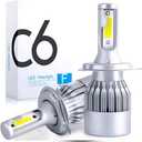 2PCS H11/9006/9005/H7/H4/H13/9007/9004 Car LED Light, 6000K 3800LM Super Bright High and Low Beam Bulb C6 LED Fog Light Headlight Bulb Replacement, Plug & Play, Car/trucks (H4/9003)