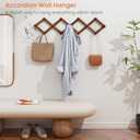 Homode Vintage Wood Expandable Peg Rack- Multi-Purpose Accordion Wall Hangers with 13 Hooks for Hats, Coat, Mugs, Scarf, Jewelry Storage (Dark Brown)