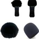 Pop Filter Dead Cat Fit For Zoom H1essential Handy Portalble Recorder Furry Windscreen&Foam Microphone Windshield Sponge Cover (Black with foam)