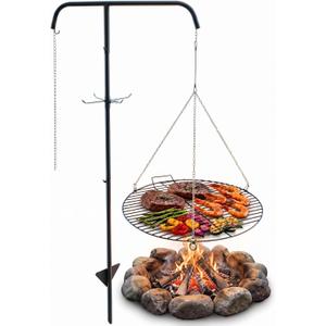 22" Hanging Campfire Grill Grate with 53" Ground Stake