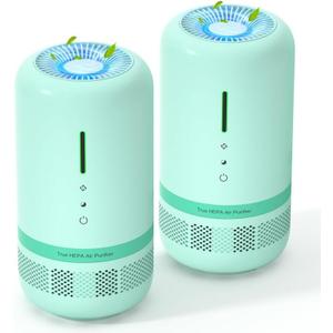 Air Purifiers for Home,HEPA Small Air Purifier for Room up to 960ft,Air Purifiers for Home Pets,Odor,Dust,Quiet Air Cleaner for Office,Living Room,Bedroom,Green 2 Pack
