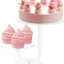 2 Tier Cake Stand Acrylic Cupcake Holder - Premium Dessert Display Stands for Dessert Table - Clear Cupcake and Cake Stand Combo for Weddings, Parties, Events, Decorations - Diameter 6" and 8"