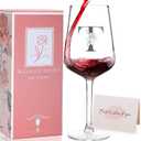 Mothers Day Gift for Mom, Grandma & Wife, Initial Letter T Wine Glass Gift for Women, Elegant Monogram Wine Glass with Gift Box, Unique Birthday Gift for Her, Sister, Best Friend, A-Z Letters