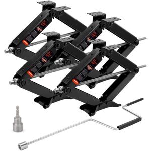 Kohree 9500 lbs RV Stabilizer Jacks 24", Leveling Scissor Jacks for Travel Trailer, Set of 4, Heavy Duty Camper Stabilizer Jacks Kit with Anti-Slip Handle and Drill Socket, Easy to Install