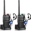 pxton 999S Rechargeable walkie talkies for Adults Long Range with Upgrade earpieces and Charger Dock,GMRS Handheld Two Way radios IP54 Waterproof 10 NOAA CH walkie Talkie (2 Pack)