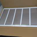 HVAC Premium 26'' x 14'' [Duct Opening] Flat Stamped Steel Return Air Grille - Sidewall and Ceiling - HVAC Vent Duct Cover - White [Outer Dimensions: 27.75''w X 15.75''h]