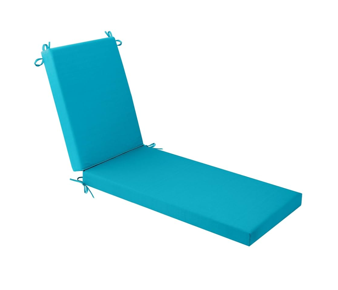 YEFU Chaise Lounge Cushions Outdoor: 72 x 21 x 3 Inch Waterproof Fade-Resistant Lounge Chair Cushion for Outdoor Furniture - Pool Lounger Pads Replacement with Ties for Patio Chaise Chairs(Blue)