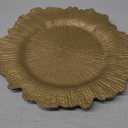WUWEOT 12 Pack Gold Charger Plates, 13" Round Plastic Reef Plate Chargers with Flora Reef Design for Wedding Dinner Party Decoration