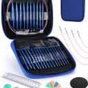 Aeelike Interchangeable Knitting Needles Set,13 Pairs Circular Knitting Needles Aluminum (Size 3.0mm-10.0mm) with 4 Cables Accessories Needle Storage Casefor Socks Blankets Cushions, Ideal Gift (Dark Blue)