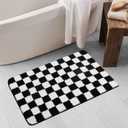 Uphome Bath Mats for Bathroom, Black and White Checkered Machine Washable Bathroom Rug Non Slip, 20x31 Water Absorbent Soft Microfiber Bathroom Mat for Tub, Shower, Floor