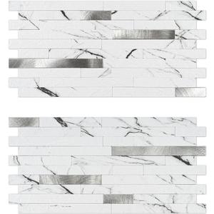 Peel and Stick Backsplash, 20-Sheet Peel and Stick Tiles 12.1" x 5.9" Stick on Backsplash PVC Wall Tile for Kitchen Fireplace (Carrara white marble)