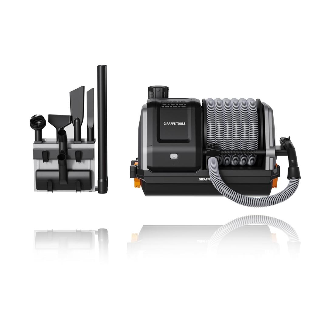 Giraffe Tools Grandstorm Wet Dry Vacuum Cleaner with 6 Nozzles, 30 FT Retractable Hose Wall Mounted Vacuum Cleaner for Car Detailing, GreyNo Remote Control Funtion