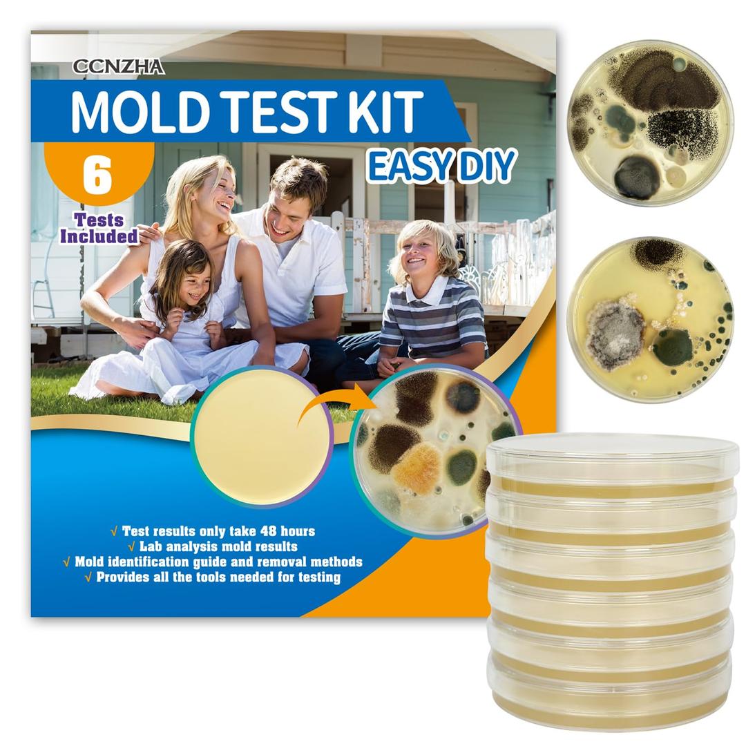 Mold Test Kit for Home -DIY Mold Testing Kit with 6 Individual Tests-Black Mold Detector-Indoor Air Quality Tester-Mold Identification Guide-Free Lab Analysis-Fast and Reliable Mold Detector at Home
