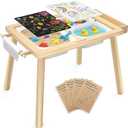 Easyego Wooden Sensory Table Multifunctional Sand & Water Table with Double-Sided Lid, Paper Roll, Storage Box, Transparent & Game Board, and Foldable Bins for Kids' Indoor & Outdoor Play